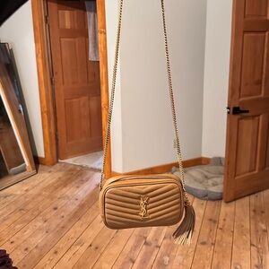 YSL Dark Natural Grain De Poudre Matelasse Mini Lou Camera Bag